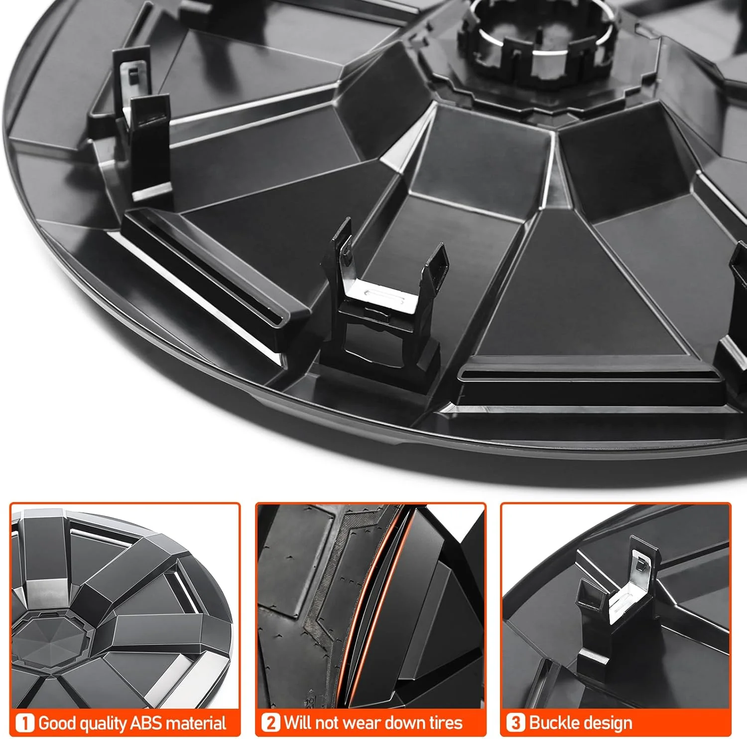 Black ABS Wheel Covers for 2024-25 Tesla Cybertruck - Image 3