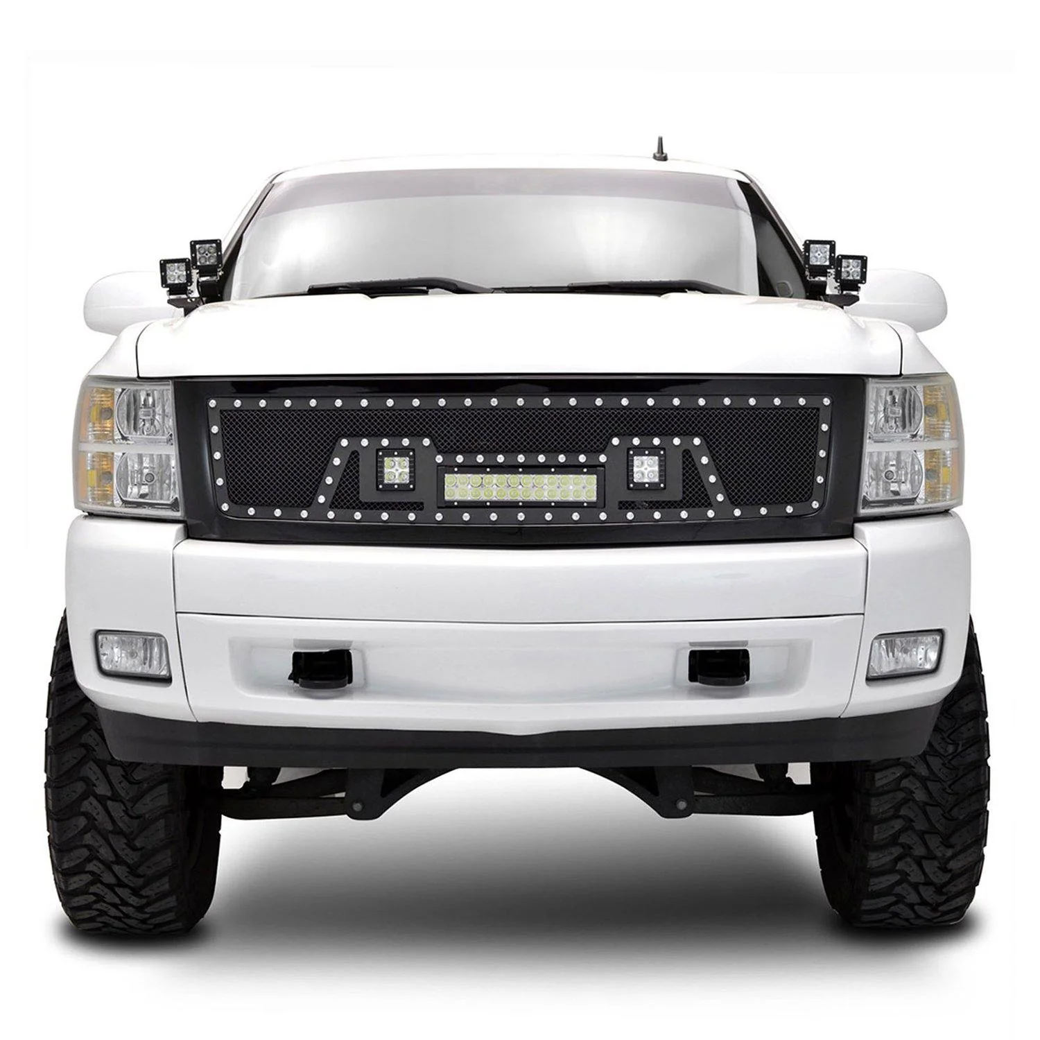Black Stainless Steel Wire Mesh Grille for 2007-13 Chevy Silverado 1500 (Excluding 2007 Classic Models) - Image 3