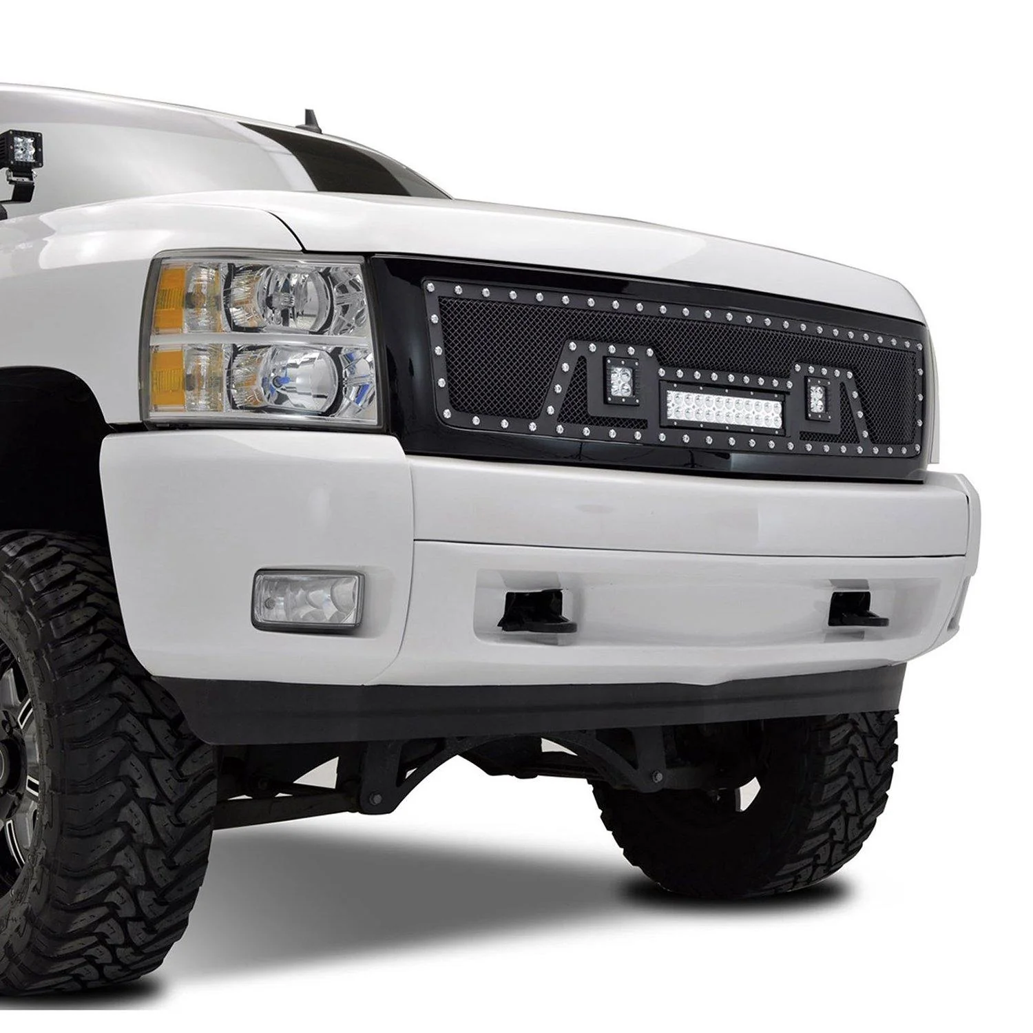 Black Stainless Steel Wire Mesh Grille for 2007-13 Chevy Silverado 1500 (Excluding 2007 Classic Models) - Image 4
