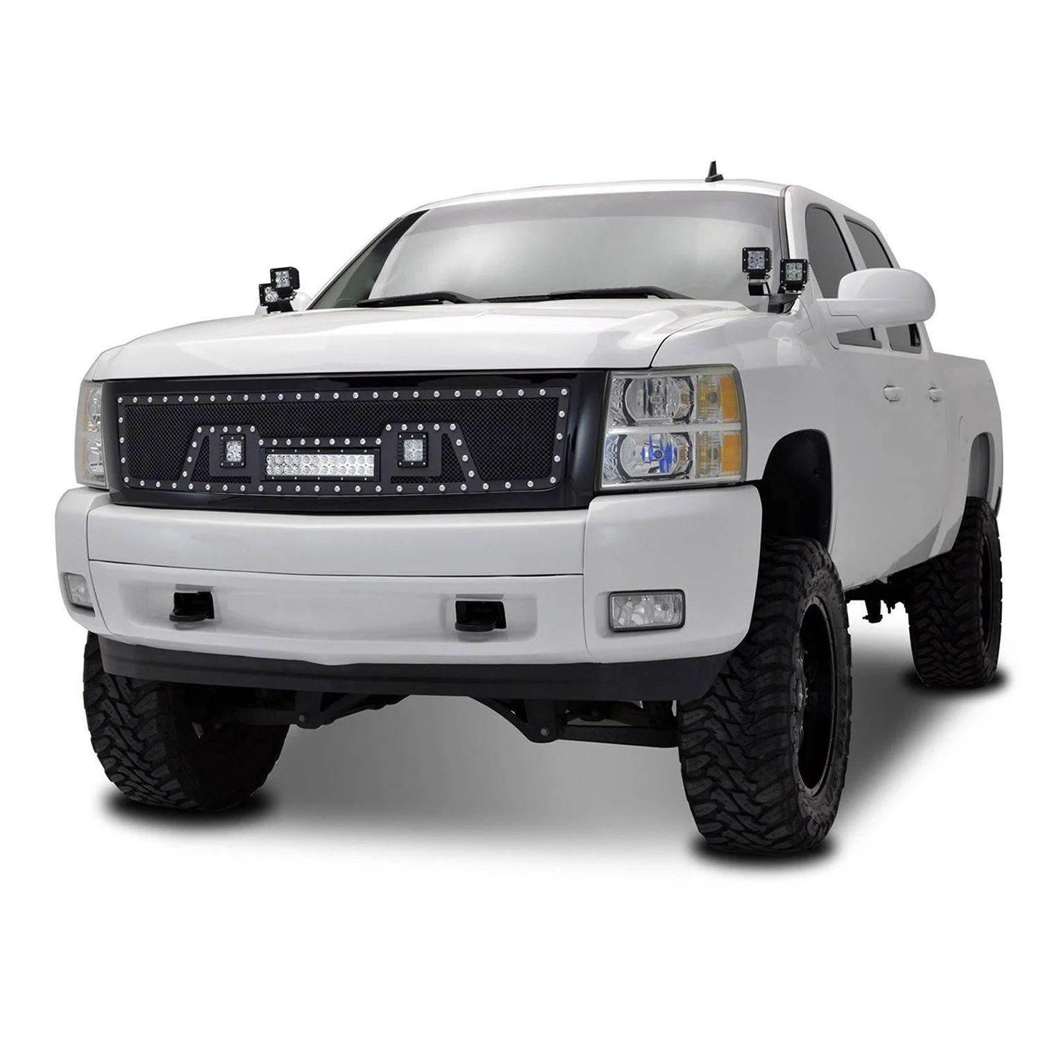 Black Stainless Steel Wire Mesh Grille for 2007-13 Chevy Silverado 1500 (Excluding 2007 Classic Models) - Image 5