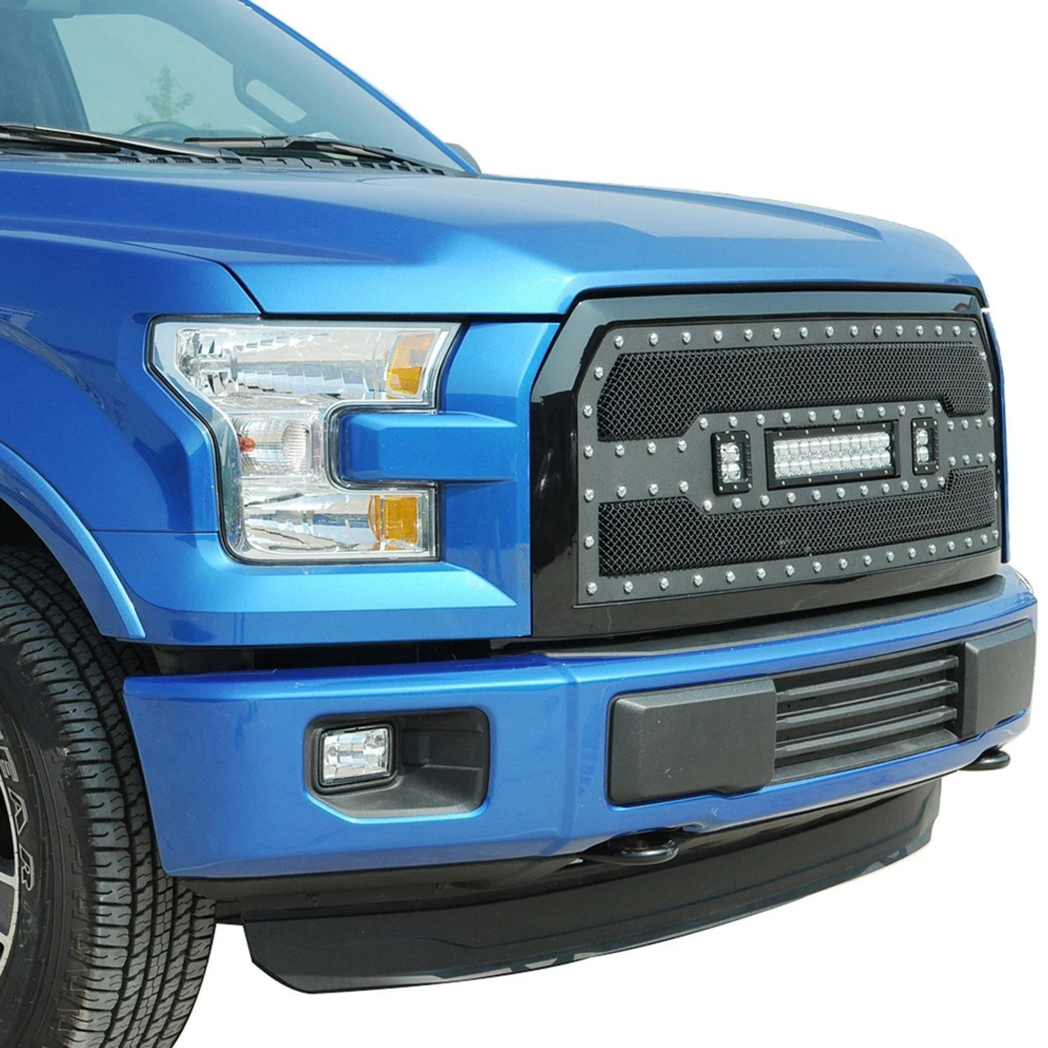 Black Stainless Steel Wire Mesh Grille for 2015-17 Ford F150 - Image 5