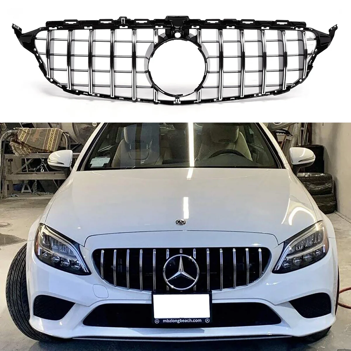 Front Grille for 2015-18 Mercedes Benz C-Class W205 (Excluding C63 AMG) - Image 10