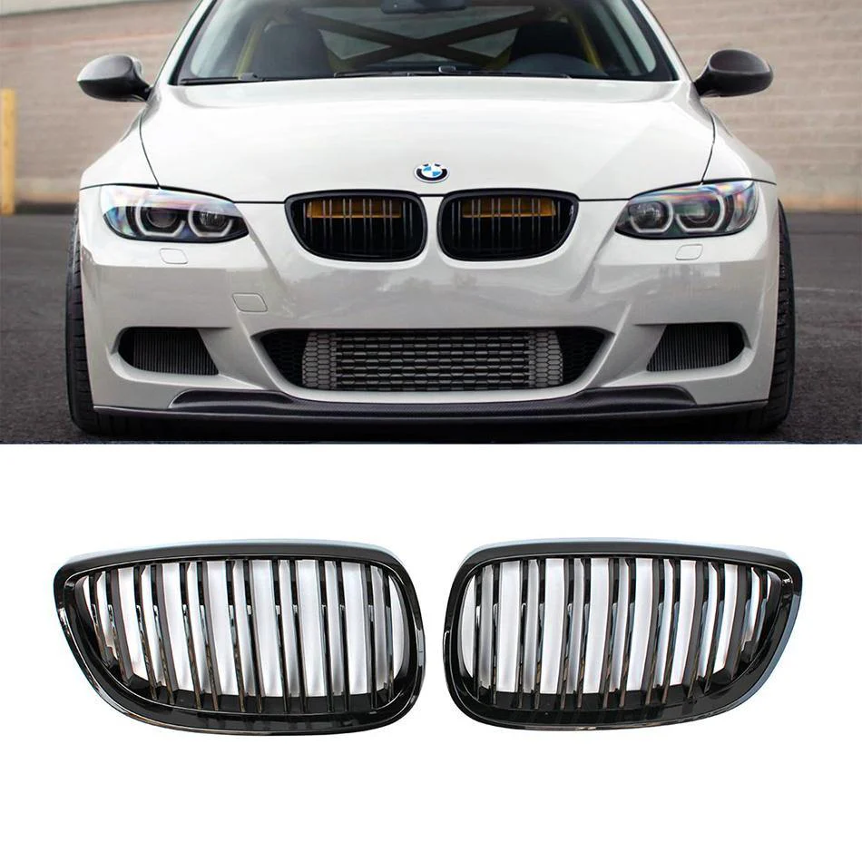 Kidney Grilles for 2011-13 BMW 3-Series E92/E93 LCI (Gloss Black Dual Slat) - Image 2