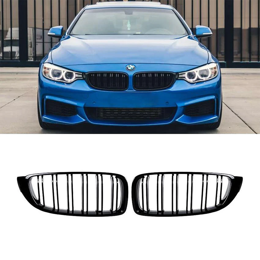 Kidney Grilles for 2014-20 BMW 4-Series F32/F33/F36 (Gloss Black Dual Slat) - Image 4