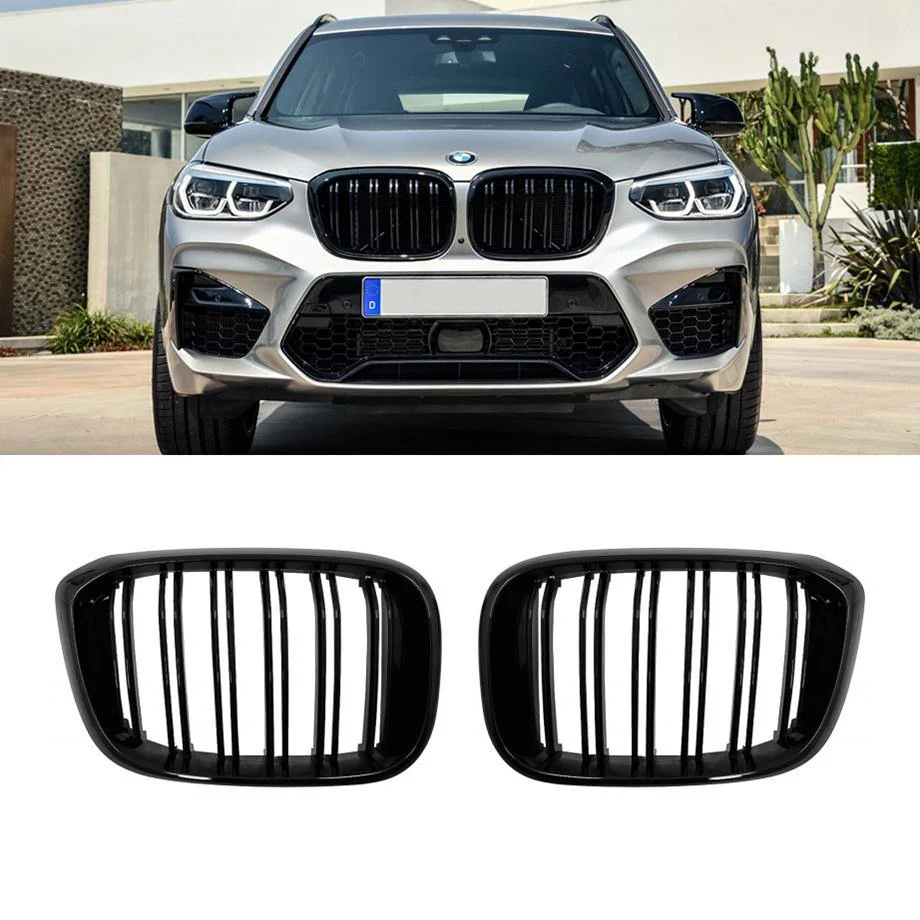 Kidney Grilles for 2018-21 BMW X3/X4 G01/G02 (Gloss Black Dual Slat) - Image 3