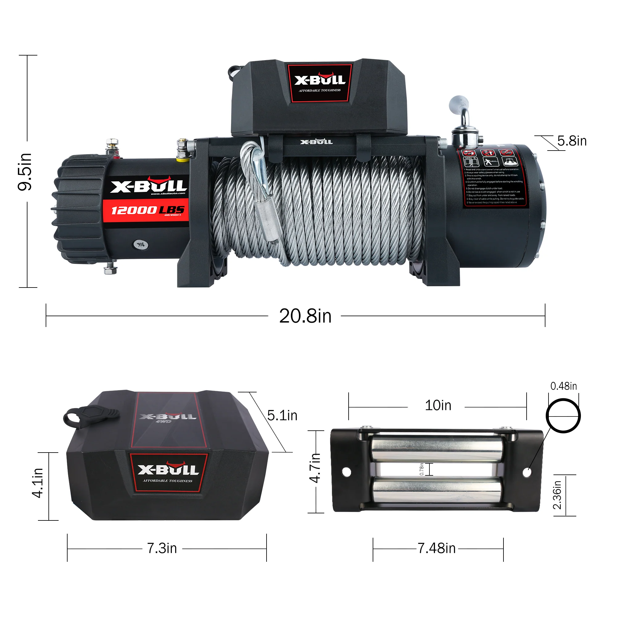 X-BULL 10000LBS/12000LBS Electric Winch - Image 12